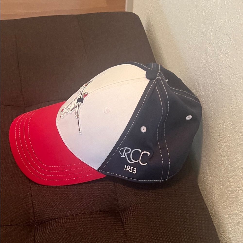#1063+Unisex Red and White Baseball Cap W/ Embroidered Design - Picture 3 of 8